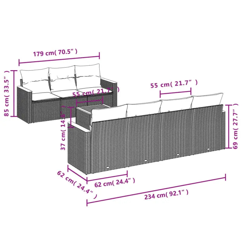 Lounge Tuinset van Beige Materiaal en Gepoedercoat Staal - Tuinsets