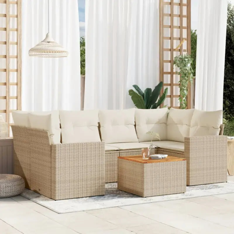 Lounge tuinset van beige materiaal met gepoedercoat staal en afmetingen - beige en crèmekleurig - Tuinsets