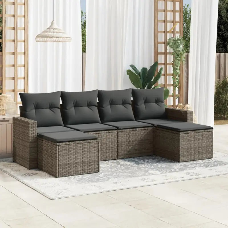 Lounge tuinset van gepoedercoat staal in beige materiaal met afmetingen - Grijs / Zonder tafel - Tuinsets