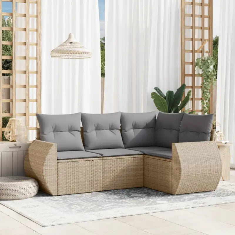 Lounge Tuinset van Gepoedercoat Staal in Beige Materiaal - Beige en grijs / Met tafel - Tuinsets