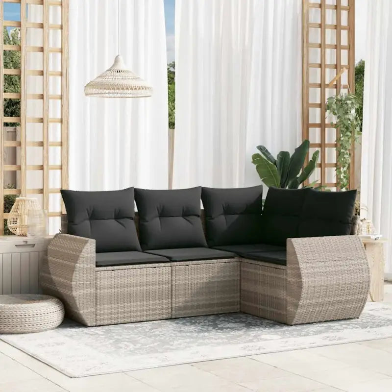 Lounge Tuinset van Gepoedercoat Staal in Beige Materiaal - Lichtgrijs / Met tafel - Tuinsets