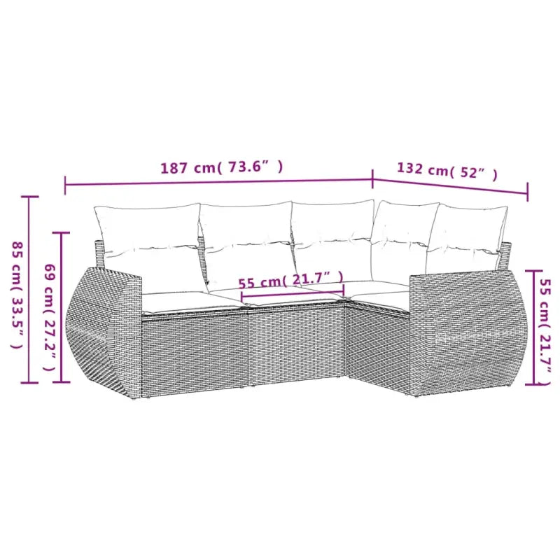 Lounge Tuinset van Gepoedercoat Staal in Beige Materiaal - Tuinsets