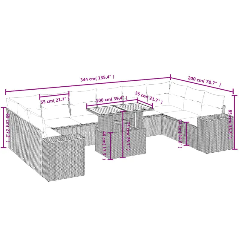 Lounge Tuinset van gepoedercoat staal in beige materiaal voor buiten - Tuinsets