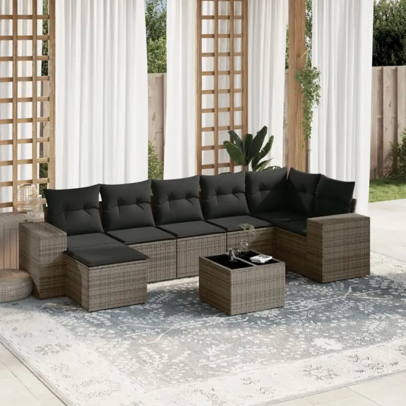 Lounge Tuinset van Gepoedercoat Staal in Beige voor Buitenplezier - Grijs / Zonder tafel - Tuinsets