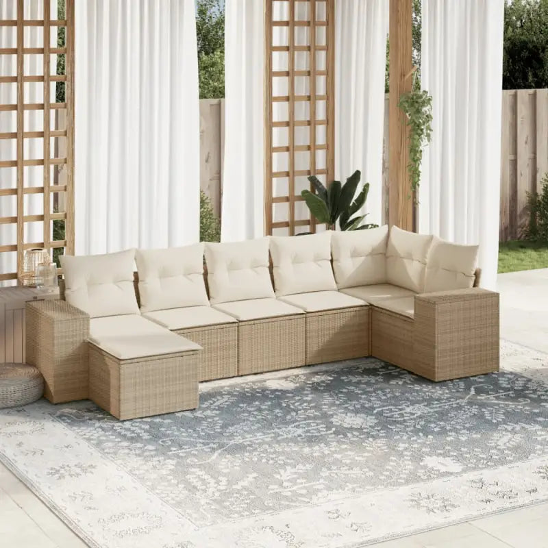 Lounge Tuinset van Gepoedercoat Staal in Beige voor Buitenplezier - beige en crèmekleurig / Met tafel - Tuinsets