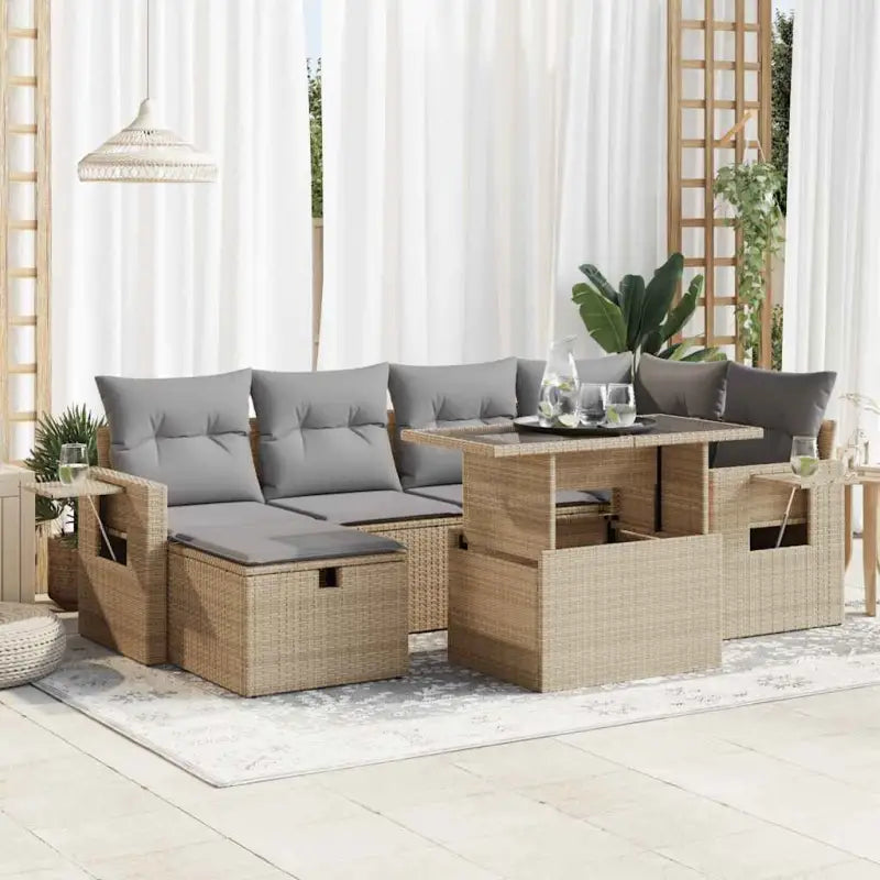 Lounge Tuinset van Gepoedercoat Staal met Beige Materiaal en Afmetingen - Beige en grijs / met opbergruimte - Tuinsets