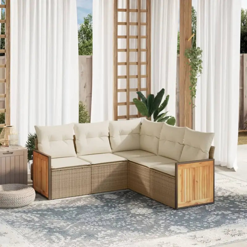 Lounge tuinset van gepoedercoat staal met beige materiaal en afmetingen - beige en crèmekleurig / Zonder tafel