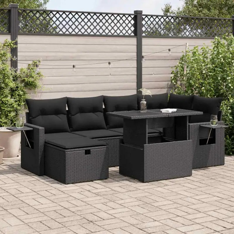 Lounge Tuinset van Gepoedercoat Staal met Beige Materiaal en Afmetingen - Zwart / met opbergruimte - Tuinsets