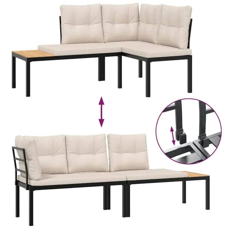 Lounge tuinset van gepoedercoat staal met comfortabele zitervaring - Tuinsets
