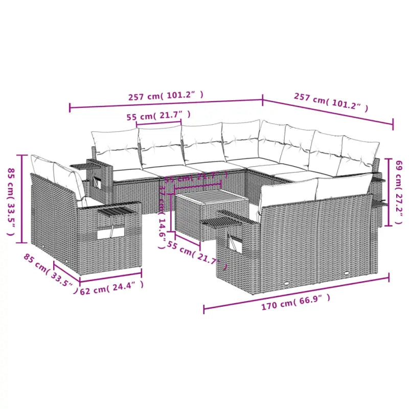 Lounge tuinset van gepoedercoat staal met waterdichte tas in grijs materiaal - Tuinsets