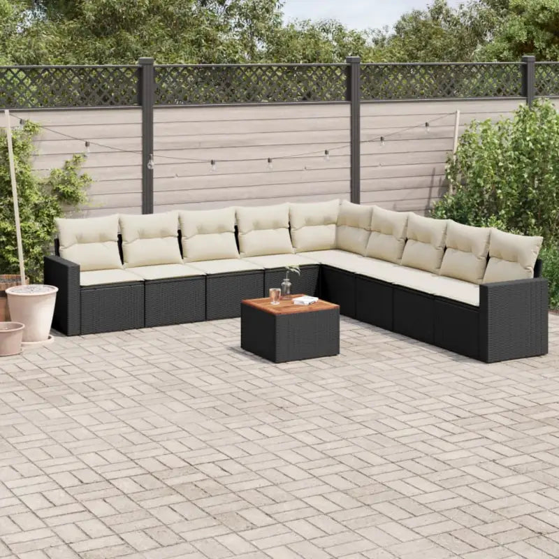 Lounge Tuinset van Gepoedercoat Staal met Zwart Materiaal - Zwart en crème - Tuinsets