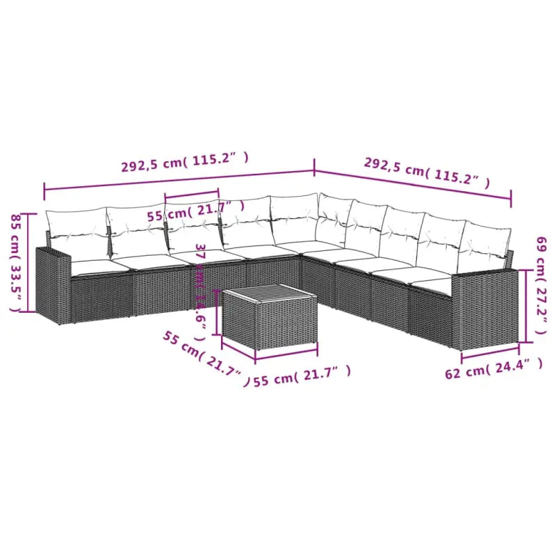 Lounge Tuinset van Gepoedercoat Staal met Zwart Materiaal - Tuinsets