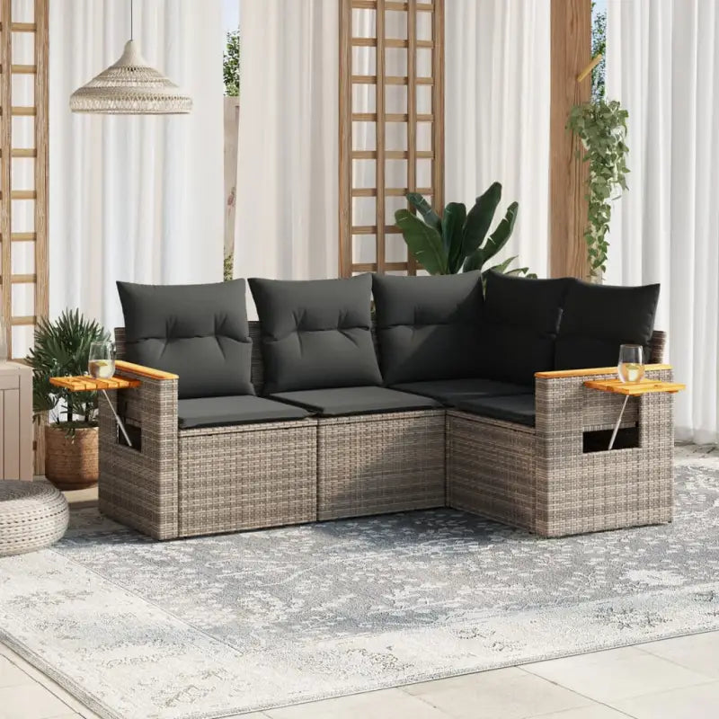 Lounge tuinset van grijs materiaal en gepoedercoat staal met comfortabele afmetingen - Grijs / Zonder tafel - Tuinsets