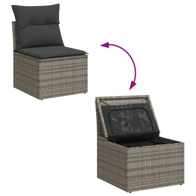 Lounge tuinset van grijs materiaal en gepoedercoat staal afmetingen - Tuinsets
