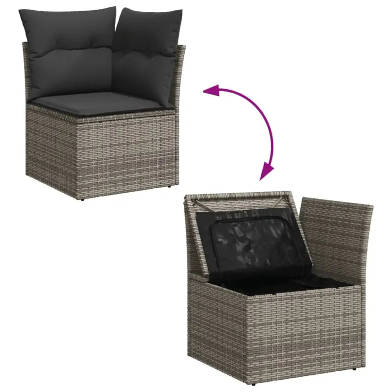 Lounge tuinset van grijs materiaal en gepoedercoat staal afmetingen - Tuinsets