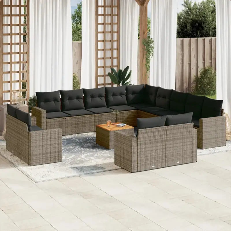 Lounge tuinset van grijs materiaal en gepoedercoat staal afmetingen - Tuinsets