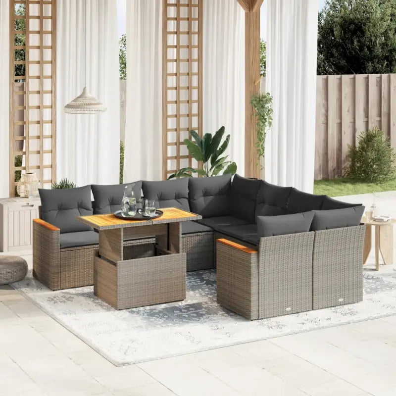 Lounge tuinset van grijs materiaal en gepoedercoat staal - Tuinsets