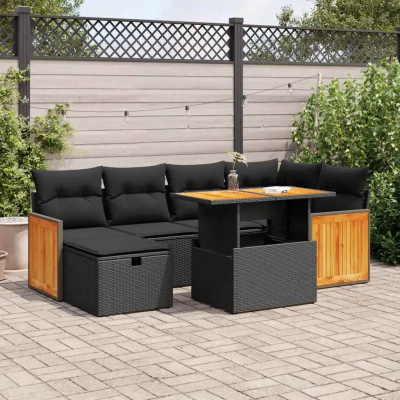 Lounge tuinset van grijs materiaal met gepoedercoat staal en afmetingen - Zwart / met opbergruimte - Tuinsets