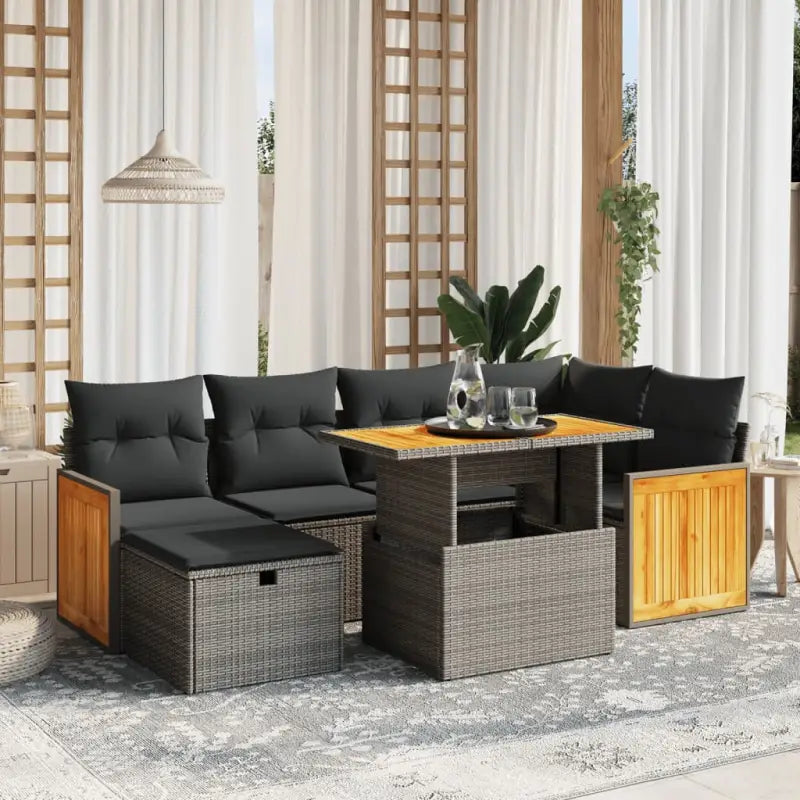 Lounge tuinset van grijs materiaal met gepoedercoat staal en afmetingen - Grijs / zonder opbergruimte - Tuinsets