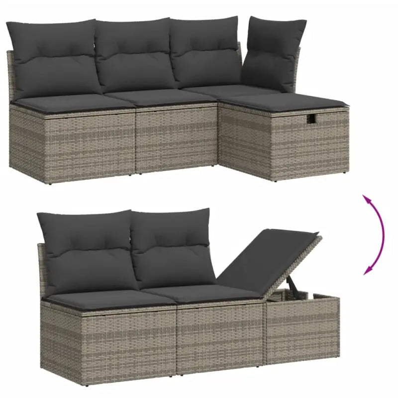 Lounge tuinset van grijs materiaal met gepoedercoat staal en afmetingen - Tuinsets
