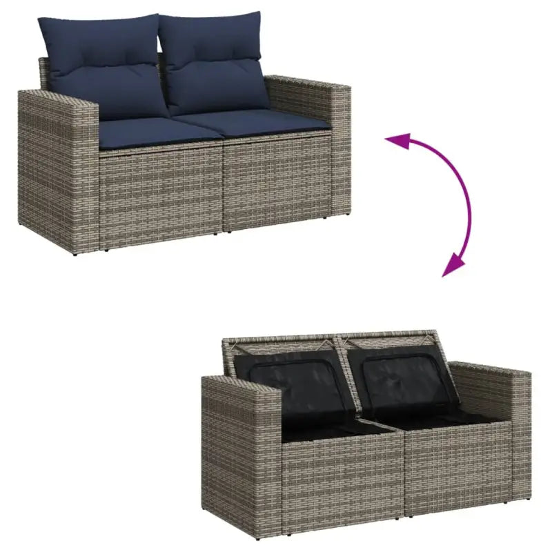 Lounge Tuinset van grijs materiaal met gepoedercoat staal afmetingen - Grijs - Tuinsets