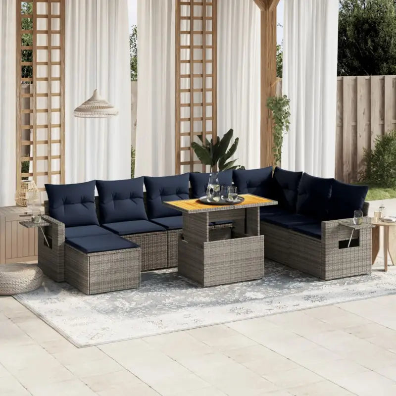 Lounge tuinset van grijs materiaal met gepoedercoat staalafmetingen - Grijs / zonder opbergruimte - Tuinsets