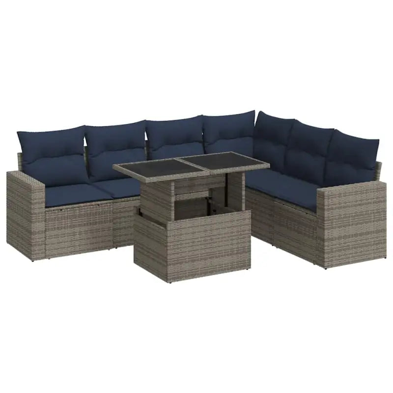 Lounge Tuinset van grijs materiaal met waterdichte tas en gepoedercoat staal - Grijs / met opbergruimte - Tuinsets