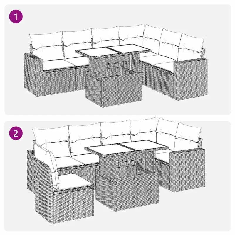 Lounge Tuinset van grijs materiaal met waterdichte tas en gepoedercoat staal - Grijs / met opbergruimte - Tuinsets