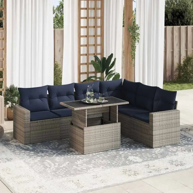 Lounge Tuinset van grijs materiaal met waterdichte tas en gepoedercoat staal - Grijs / met opbergruimte - Tuinsets