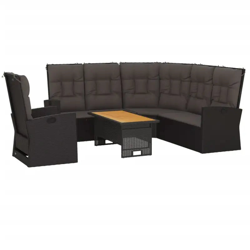 Lounge tuinset van massief acaciahout en zwart gepoedercoat staal - Tuinsets