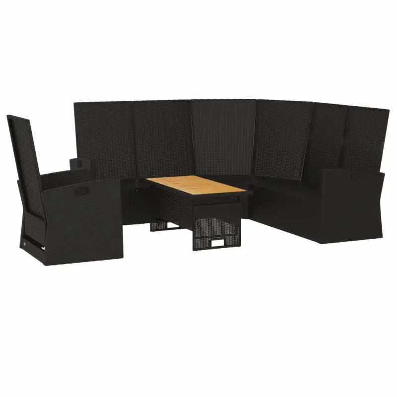 Lounge tuinset van massief acaciahout en zwart gepoedercoat staal - Tuinsets
