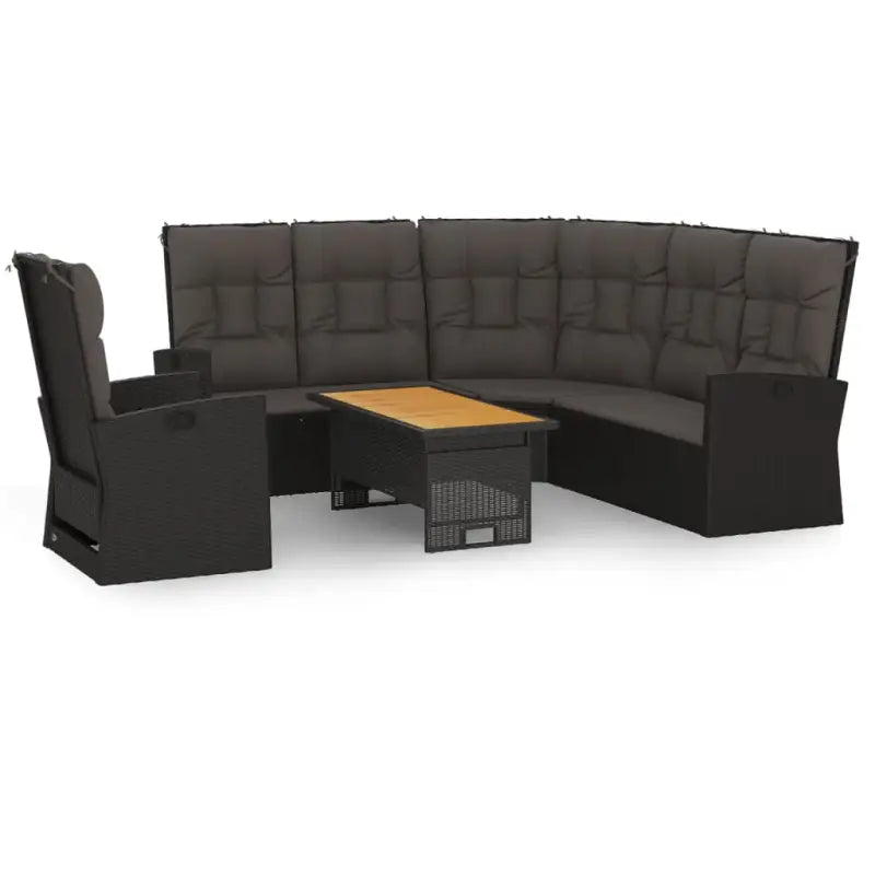 Lounge tuinset van massief acaciahout en zwart gepoedercoat staal - Tuinsets