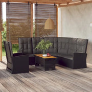 Lounge tuinset van massief acaciahout en zwart gepoedercoat staal - Tuinsets
