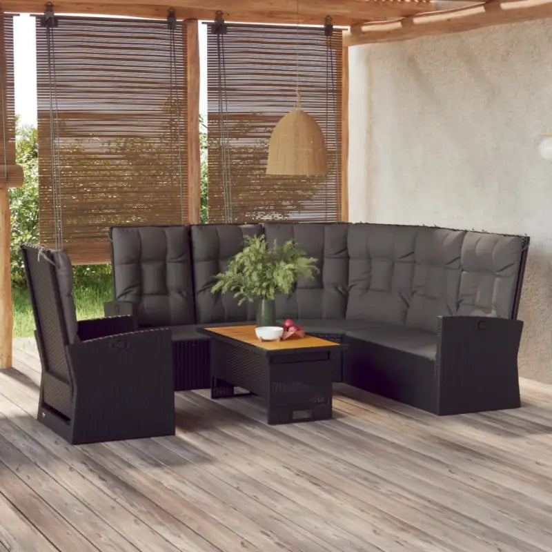Lounge tuinset van massief acaciahout en zwart gepoedercoat staal - Tuinsets