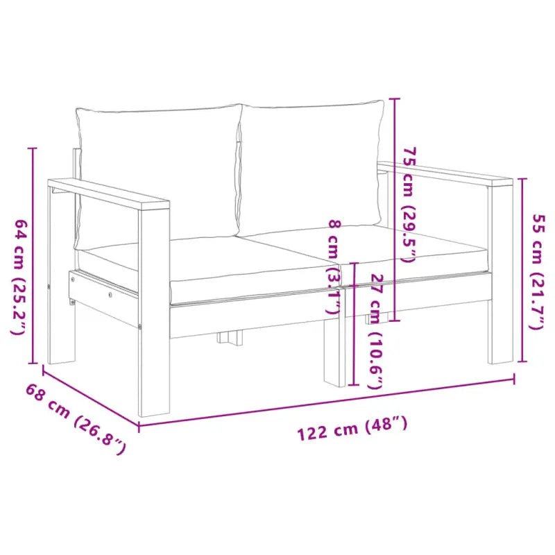 Lounge Tuinset van massief acaciahout met wasbare hoes en olieafwerking - Tuinsets