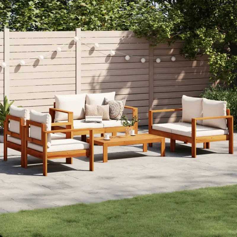Lounge Tuinset van massief acaciahout met wasbare hoes en olieafwerking - Tuinsets
