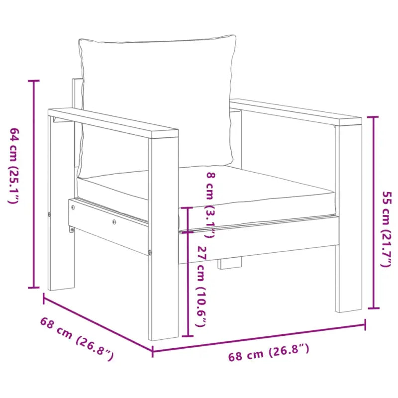 Lounge Tuinset van massief acaciahout met wasbare hoes en olieafwerking - Tuinsets