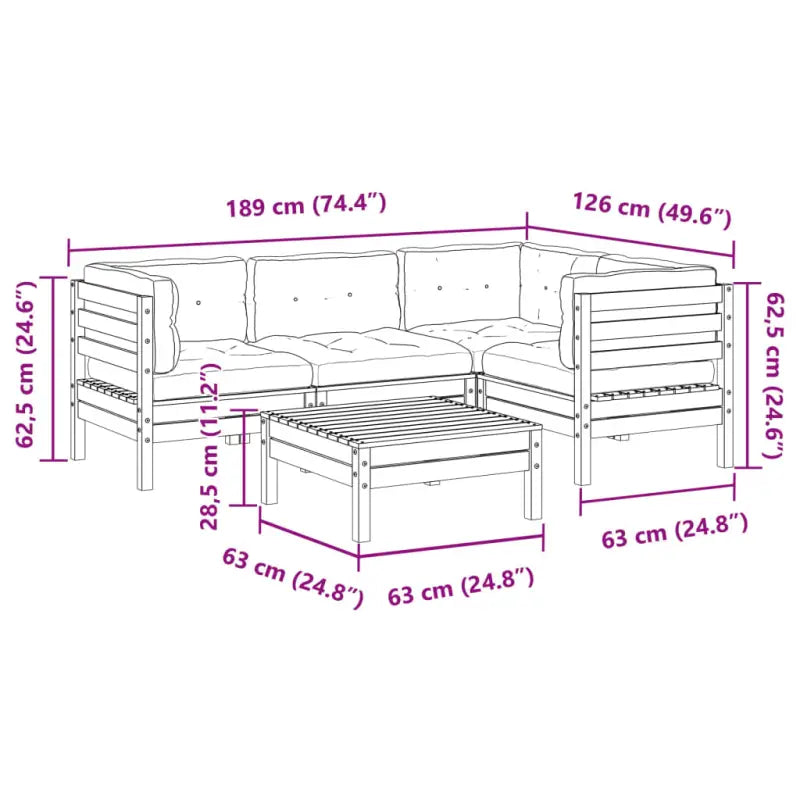 Lounge tuinset van massief douglas vurenhout voor buitenplezier - Tuinsets