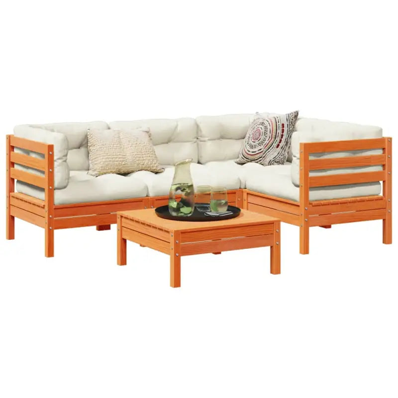 Lounge tuinset van massief douglas vurenhout voor buitenplezier - Wasbruin - Tuinsets