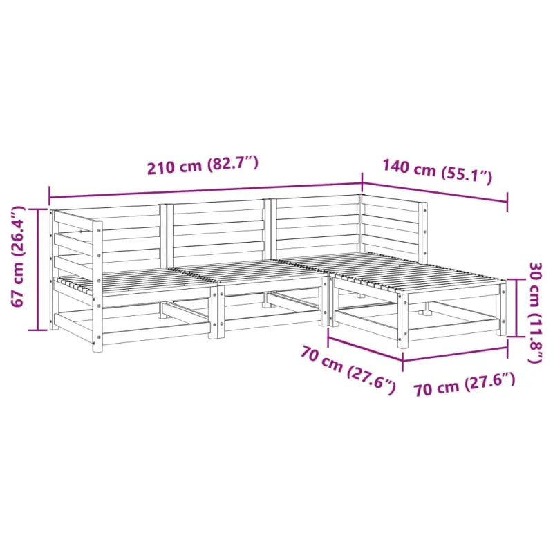 Lounge Tuinset van Massief Grenenhout met Modulair Ontwerp en Hoogte Rugleuning - Tuinsets