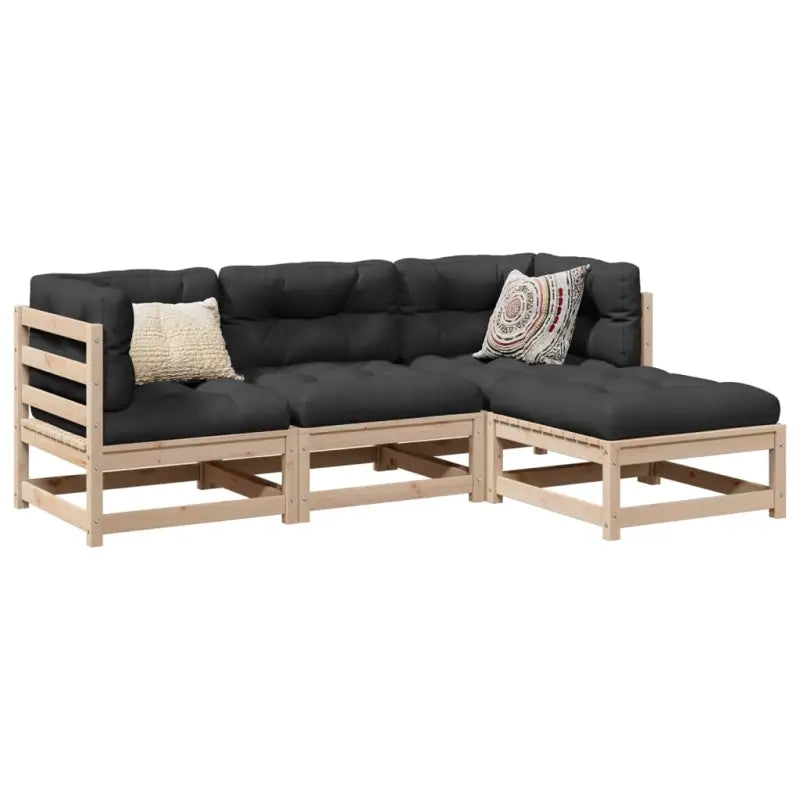 Lounge Tuinset van Massief Grenenhout met Modulair Ontwerp en Hoogte Rugleuning - Natuurlijk grenenhout - Tuinsets