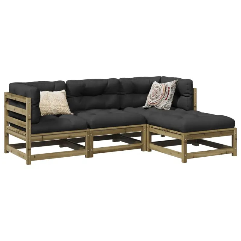 Lounge Tuinset van Massief Grenenhout met Modulair Ontwerp en Hoogte Rugleuning - Naturel geïmpregneerd - Tuinsets