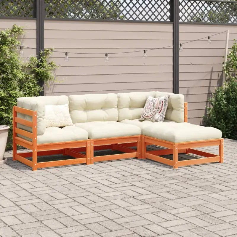 Lounge Tuinset van Massief Grenenhout met Modulair Ontwerp en Hoogte Rugleuning - Tuinsets