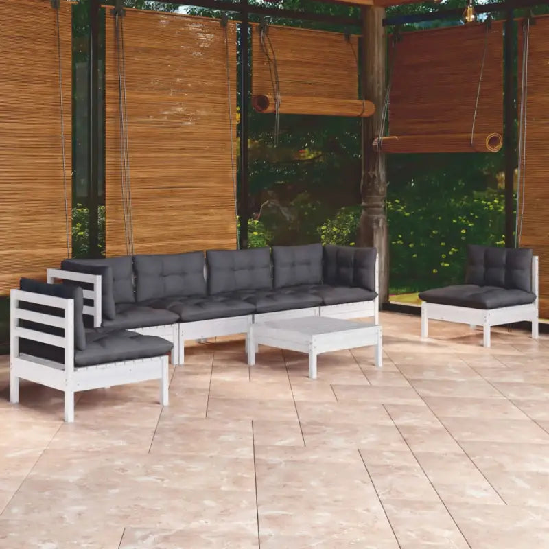 Lounge tuinset van massief grenenhout met voetenbank en tafel - Wit - Tuinsets