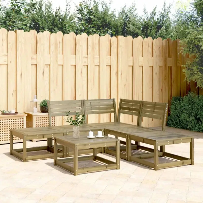 Lounge Tuinset van massief grenenhout met wit materiaal - Naturel geïmpregneerd / Nee - Tuinsets