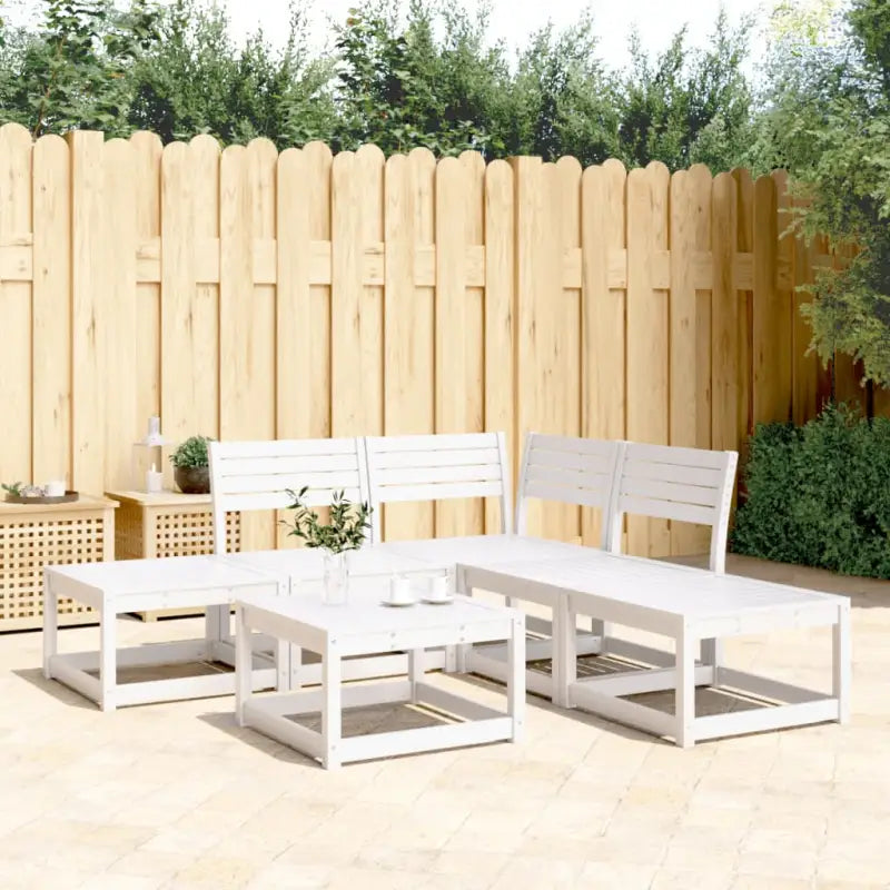 Lounge Tuinset van massief grenenhout met wit materiaal - Wit / Nee - Tuinsets