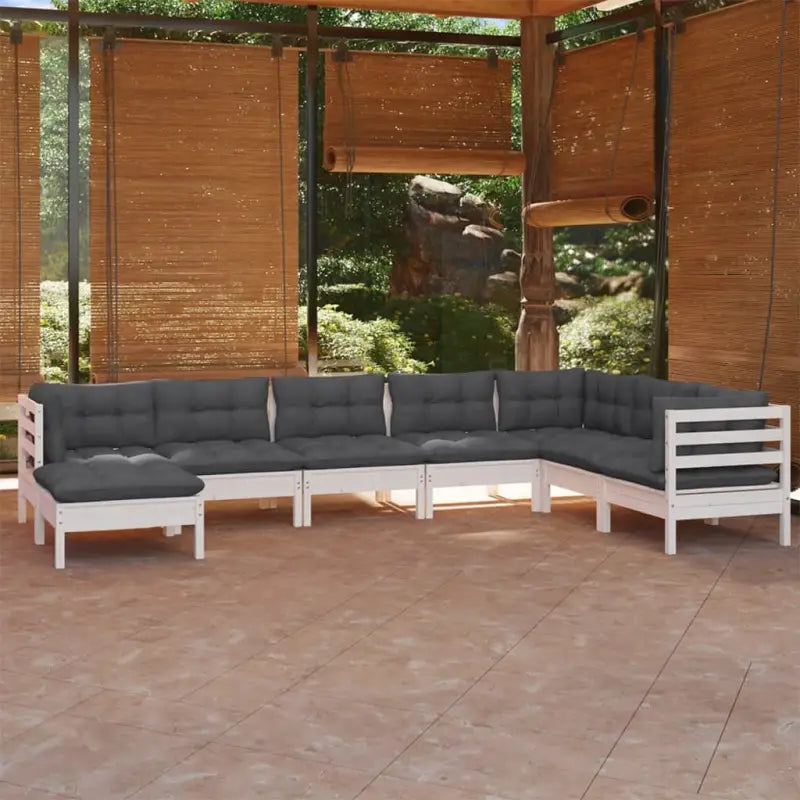 Lounge tuinset van massief grenenhout voor ontspannen buitenleven - Wit - Tuinsets