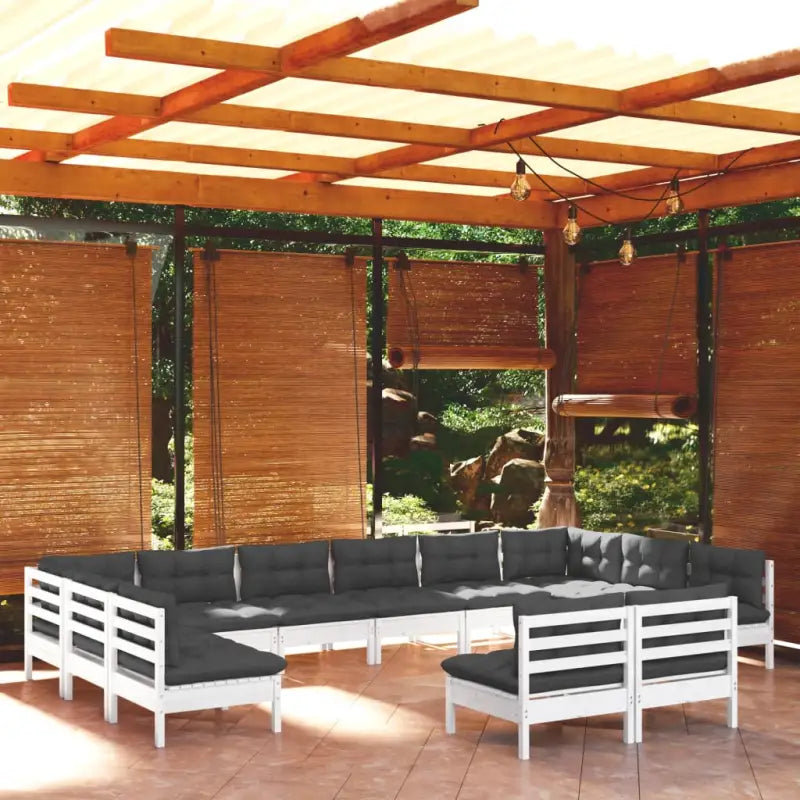 Lounge tuinset van massief grenenhout voor ontspannen buitenplezier - Wit - Tuinsets