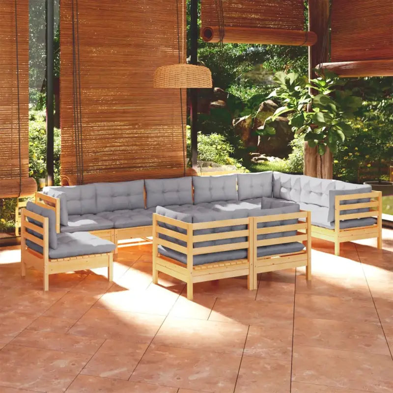Lounge tuinset van massief grenenhout voor ontspanning en gezelligheid - Bruin en grijs - Tuinsets