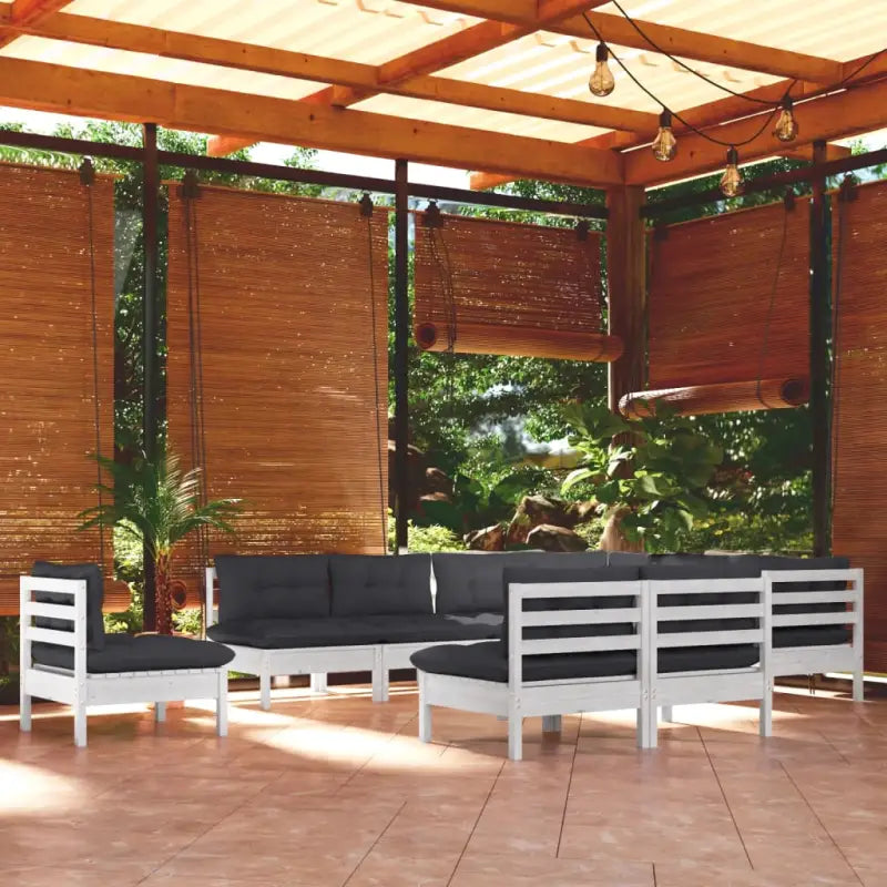 Lounge Tuinset van Massief Grenenhout voor Ontspanning en Gezelligheid - Wit - Tuinsets
